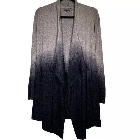 Barefoot Dreams Sweaters - Barefoot Dreams Womens Ombre Black Gray Bamboo Chic Lite Open Front Cardigan Siz